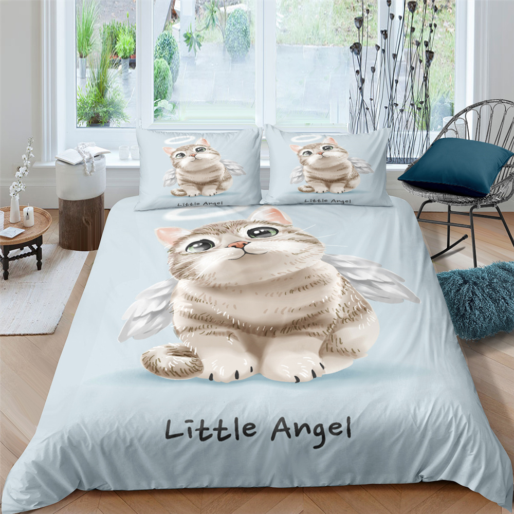 Cute Cat Kitty Kitten Bedding Set 3D Printed Duvet Cover Bedclothes Luxury High Quality Bedspread Queen King