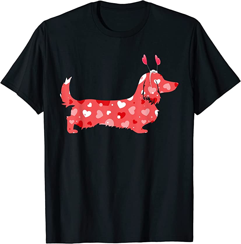 Cute Hearts Dachshund Dog Puppy Lover Valentines Day T-Shirt