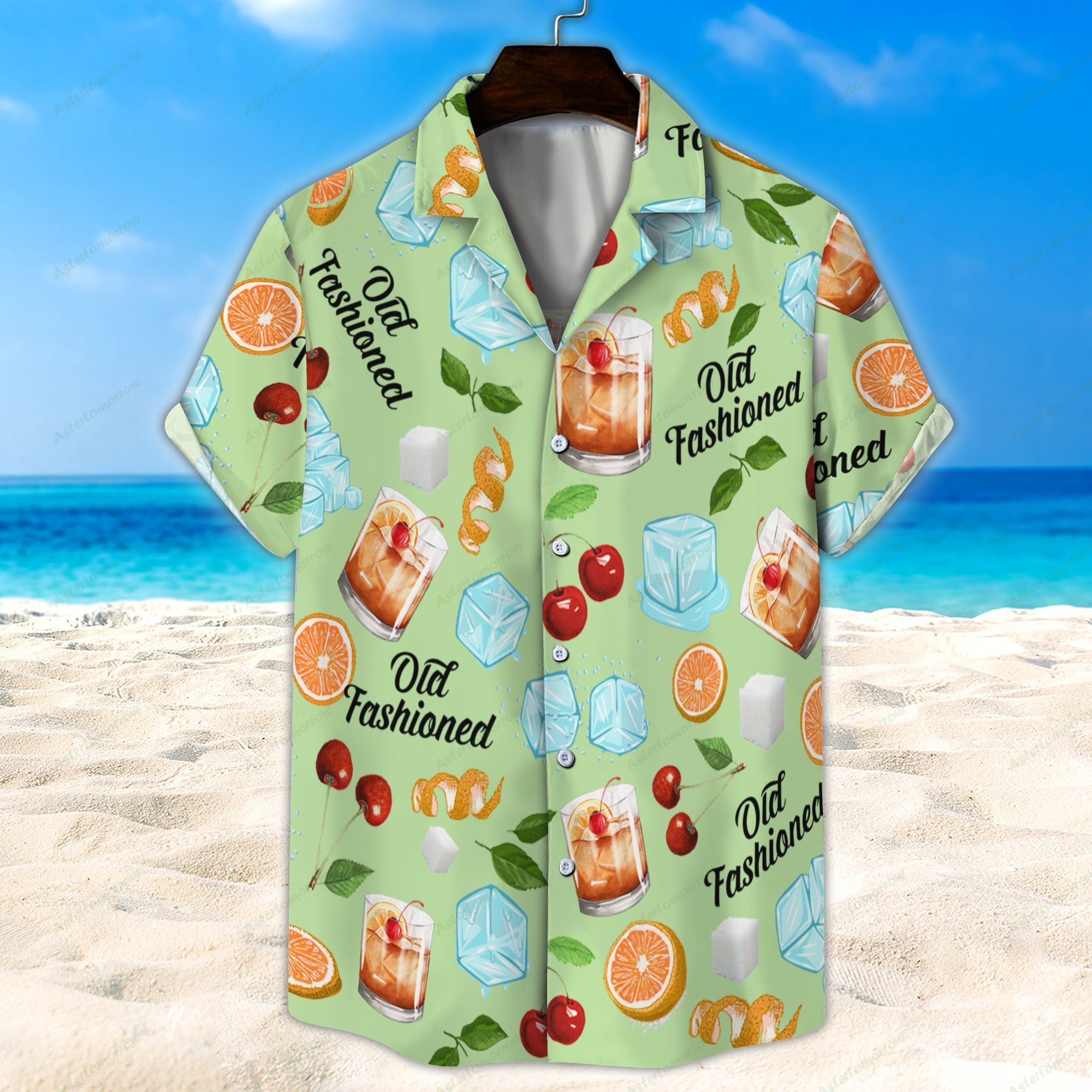 Old Fashioned Light Green Unisex Hawaiian Shirt Beach Cocktail Hawaiian Ha56877