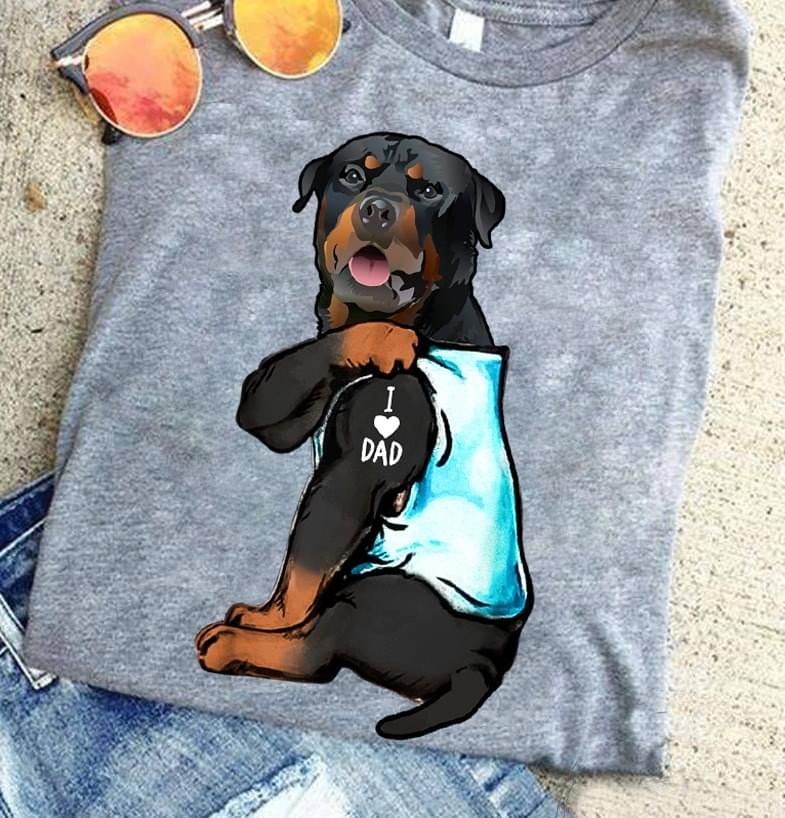 Rottweiler Dog Love Dad Family Love Cotton T Shirt