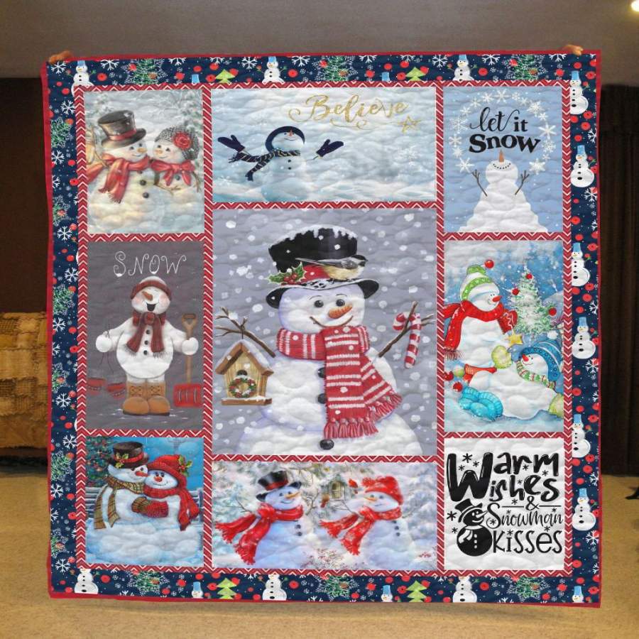 Warm Wishes & Snowman Kisses Christmas Quilt Blanket Christmas Gift Ideas