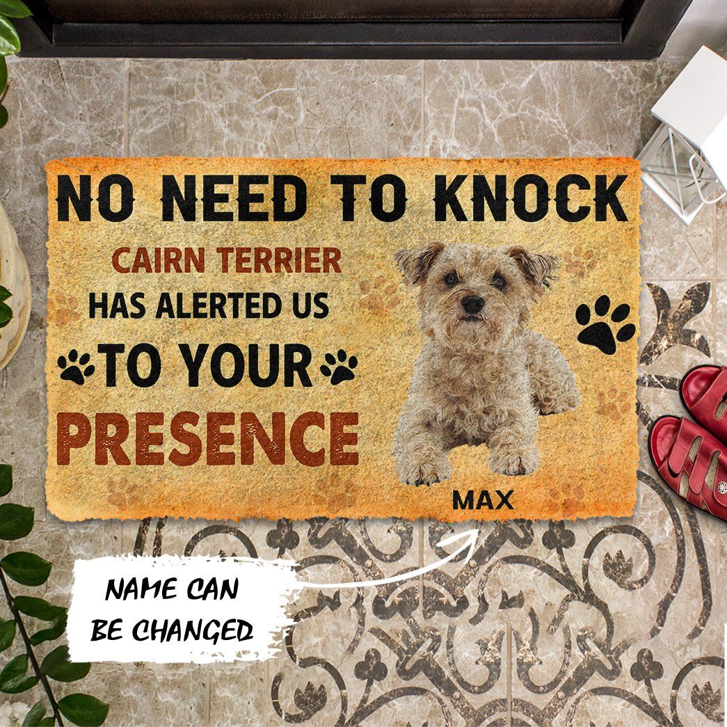 3D No Need To Knock Cairn Terrier Dog Custom Name Doormat