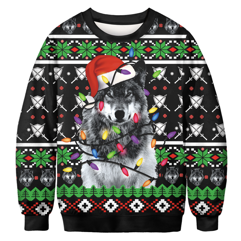 Unisex Ugly Christmas Sweater 3D Funny Cat Print Christmas Sweaters Jumpers Tops Xmas Clothing Pullover Holiday Party Sweatshirt alx