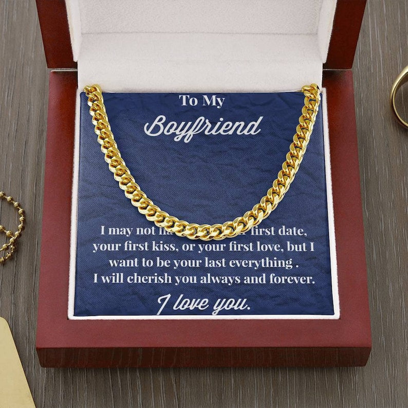 To My Boyfriend Cuban Link Chain Necklace – Gift For Boyfriend – Necklace For Boyfriend – Valentines Day Gift