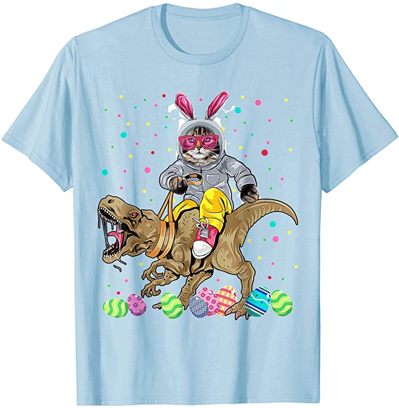 TRex Easter Bunny and Cat Tee For Boys Men Girls Women Guys T-Shirt