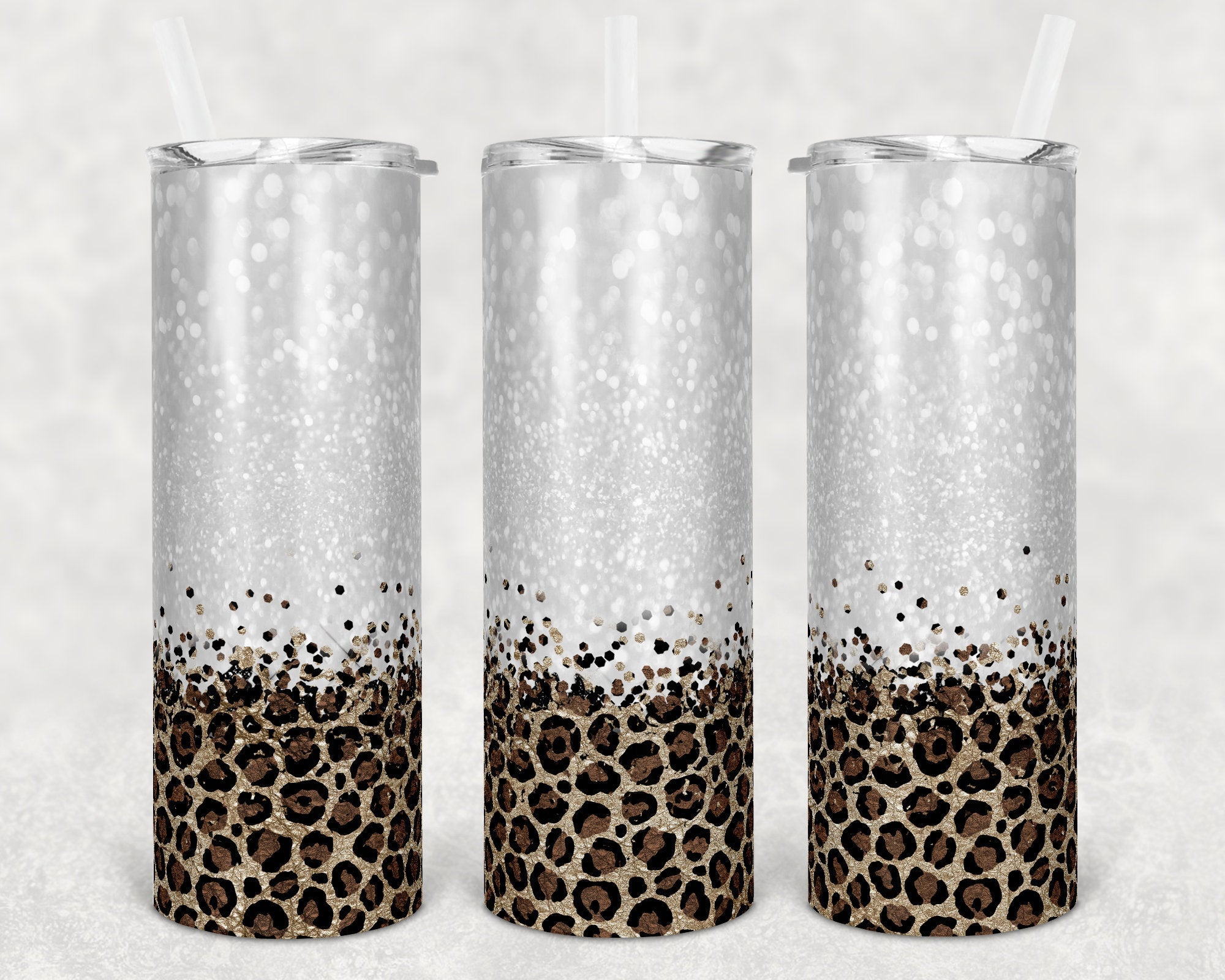 Blank And Leopard Gold White Skinny Tumbler