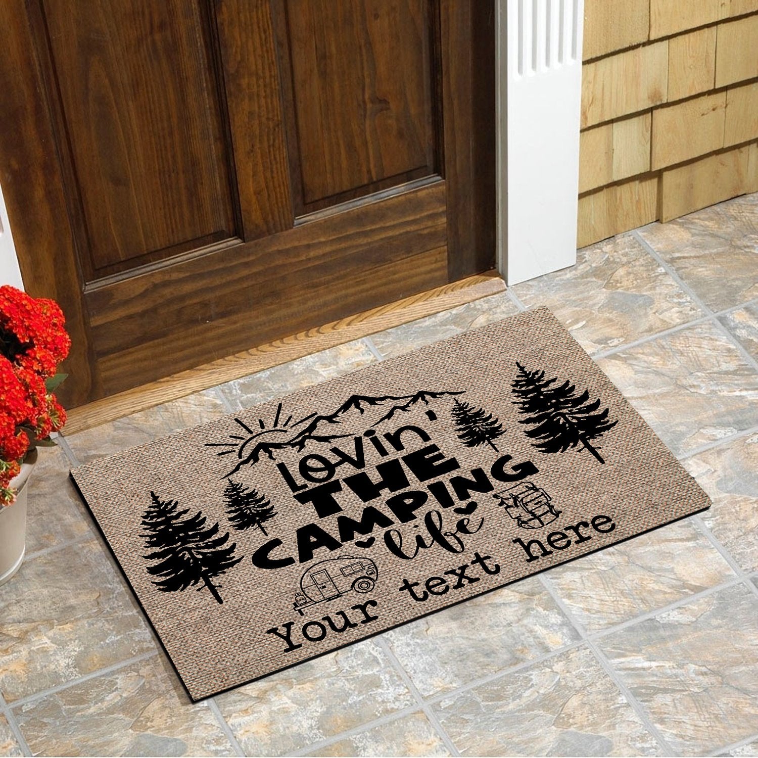 Camping Doormat For Rv Personalized, Lovin’ The Camping Life Custom Text Doormat Gift For Camping Lover Chipteeamz – Tnn146