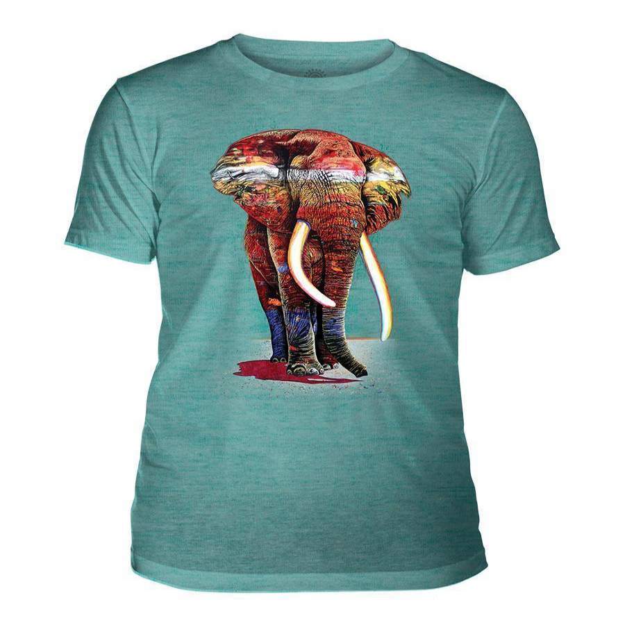 Painted Elephant Teal Mens Triblend T-Shirt