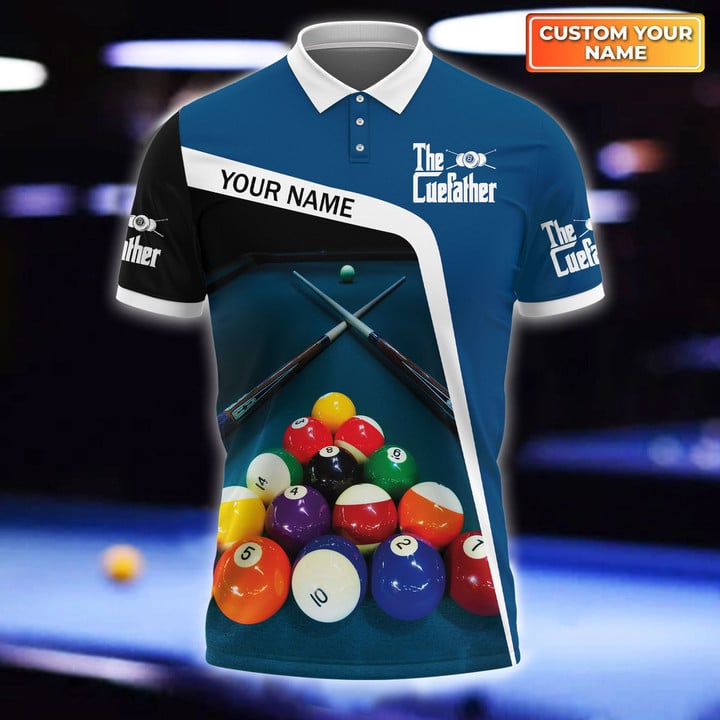 Men’S Billiard The Cuefather Polo Shirt, Billiard 3D All Over Printed T ...