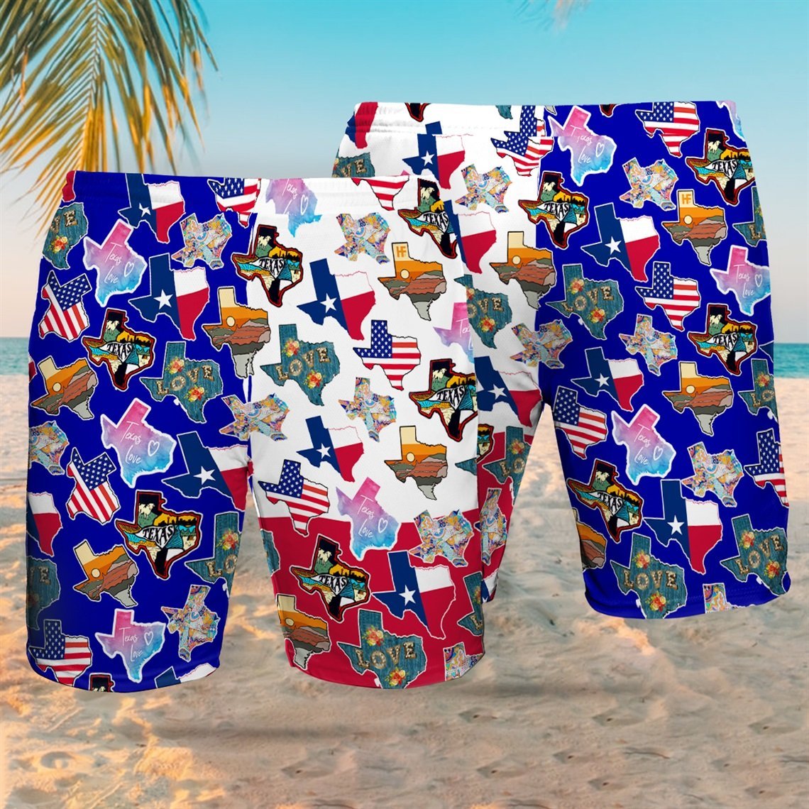 Texas Flag Pattern All Over Printed Hawaii Short Ha33575