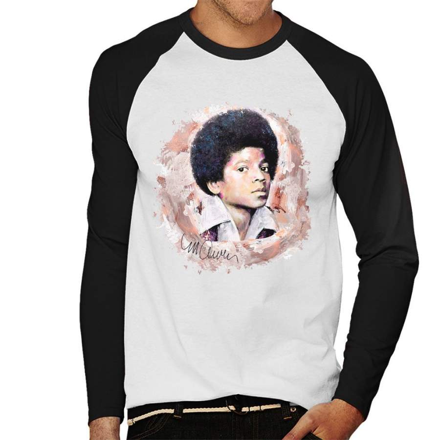 Sidney Maurer Original Portrait Of Michael Jackson Young Men’s Baseball Long Sleeved T-Shirt
