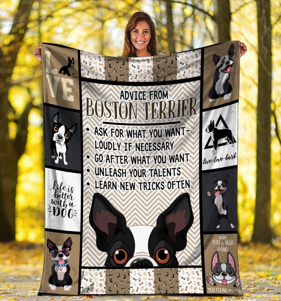 Boston Terrier Dog, Cute Dog Gift Fleece Blanket