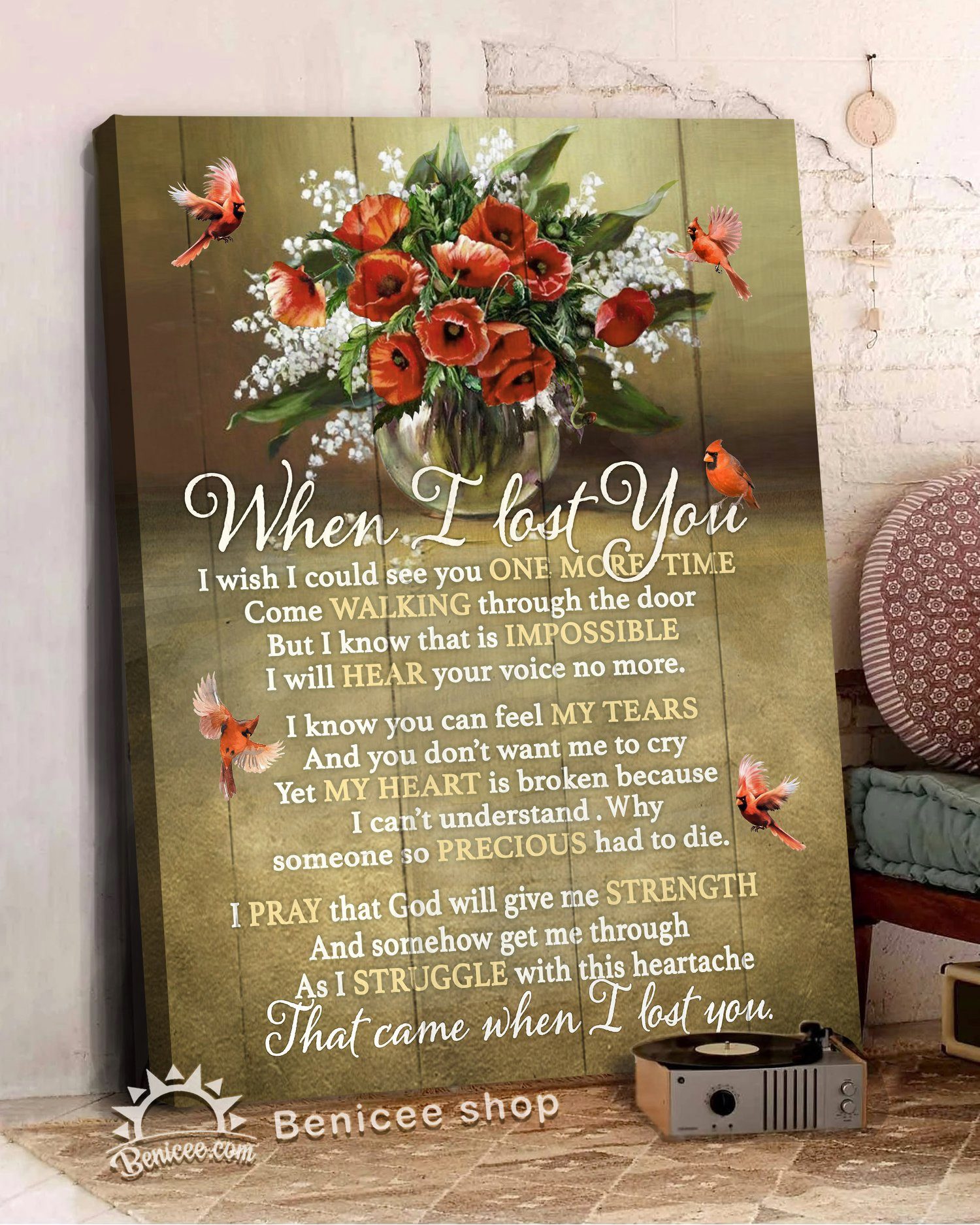 When I Lost You I Wish I Could See You One More Time Canvas Gift for Friend Birthday Gift Warm Home Decor Wall Art Visual Art