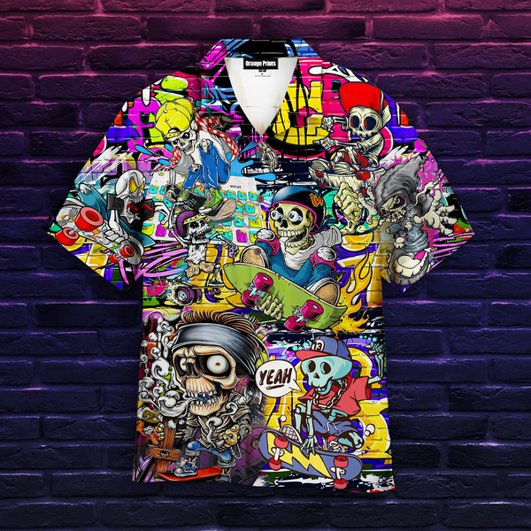 Time To Ride Skull Skateboarding Graffiti Aloha Hawaii Shirts For Men And Women Ha75617