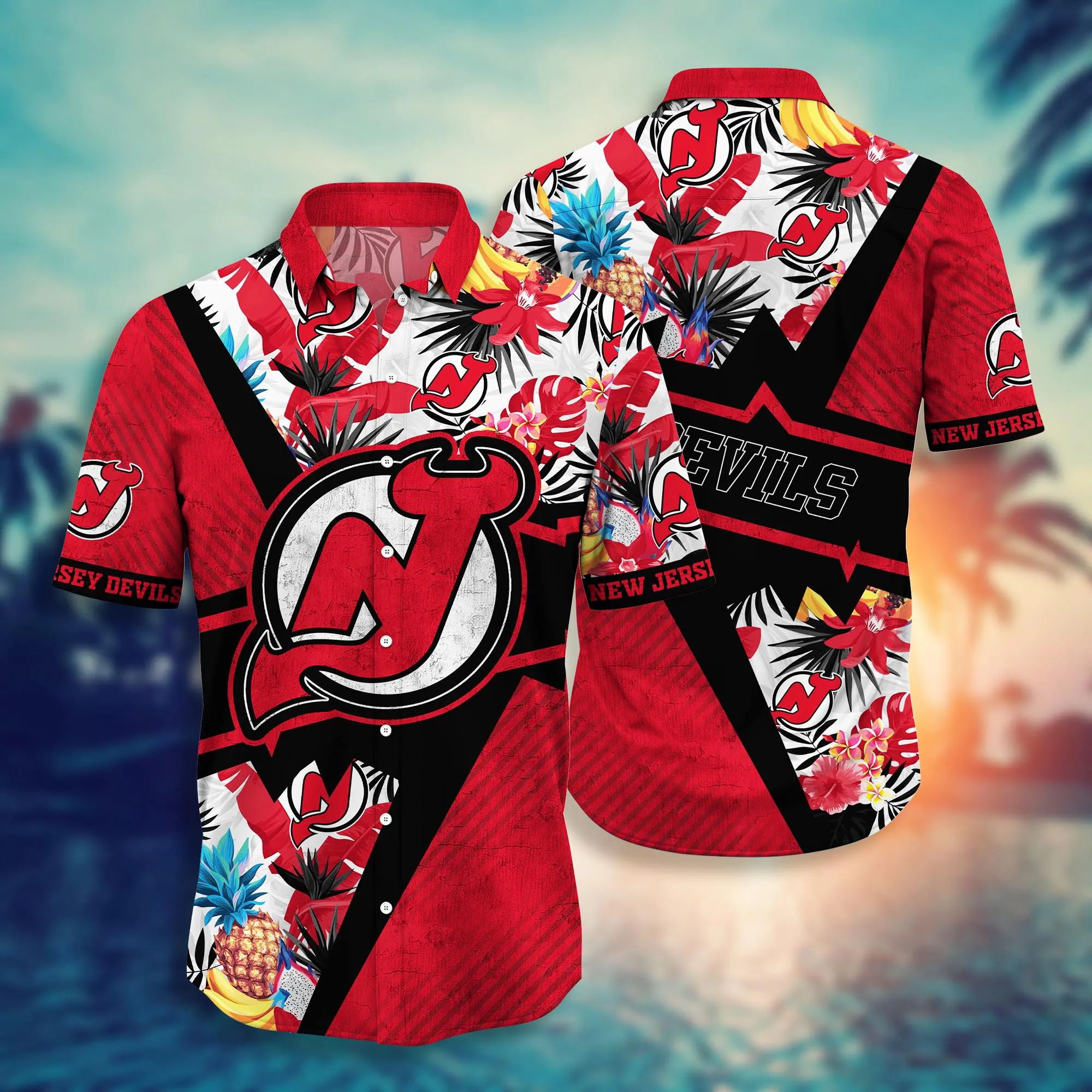 New Jersey Devils Nhl Hawaiian Shirt Warm Breezes Aloha Shirt