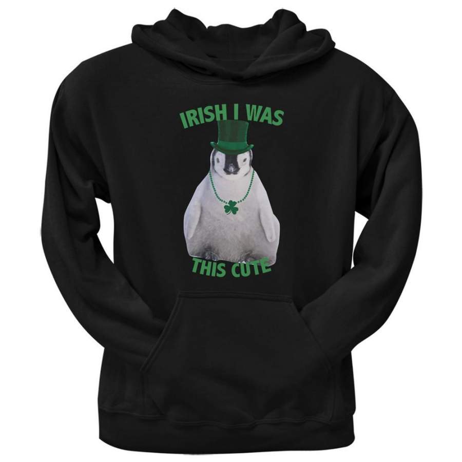 St. Patrick’s Day – Irish I Was This Cute Penguin Black Adult Hoodie