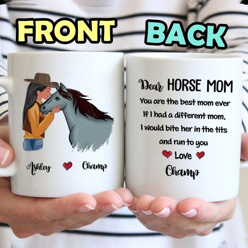 Dear Horse Mom Girl Kissing Horse Personalized Mug