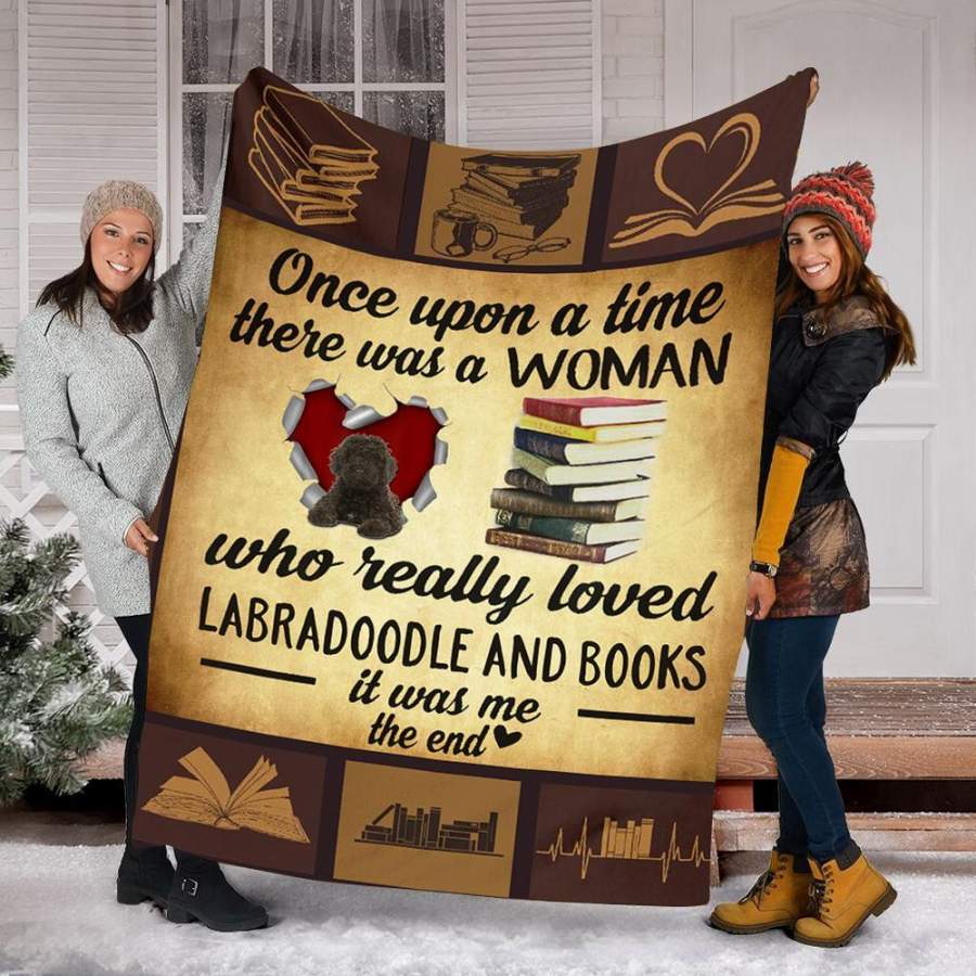 Custom Blanket Labradoodle Dog And Books Blanket – Fleece Blanket