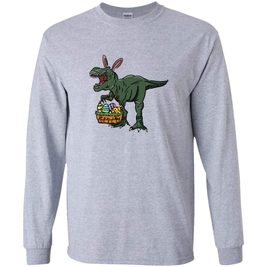 AGR Easter t-shirt dinosaur in bunny ears. Easter egg basket, Easter T-Shirt, Happy Family Easter Tee Gift Idea Long Sleeve T-Shirt