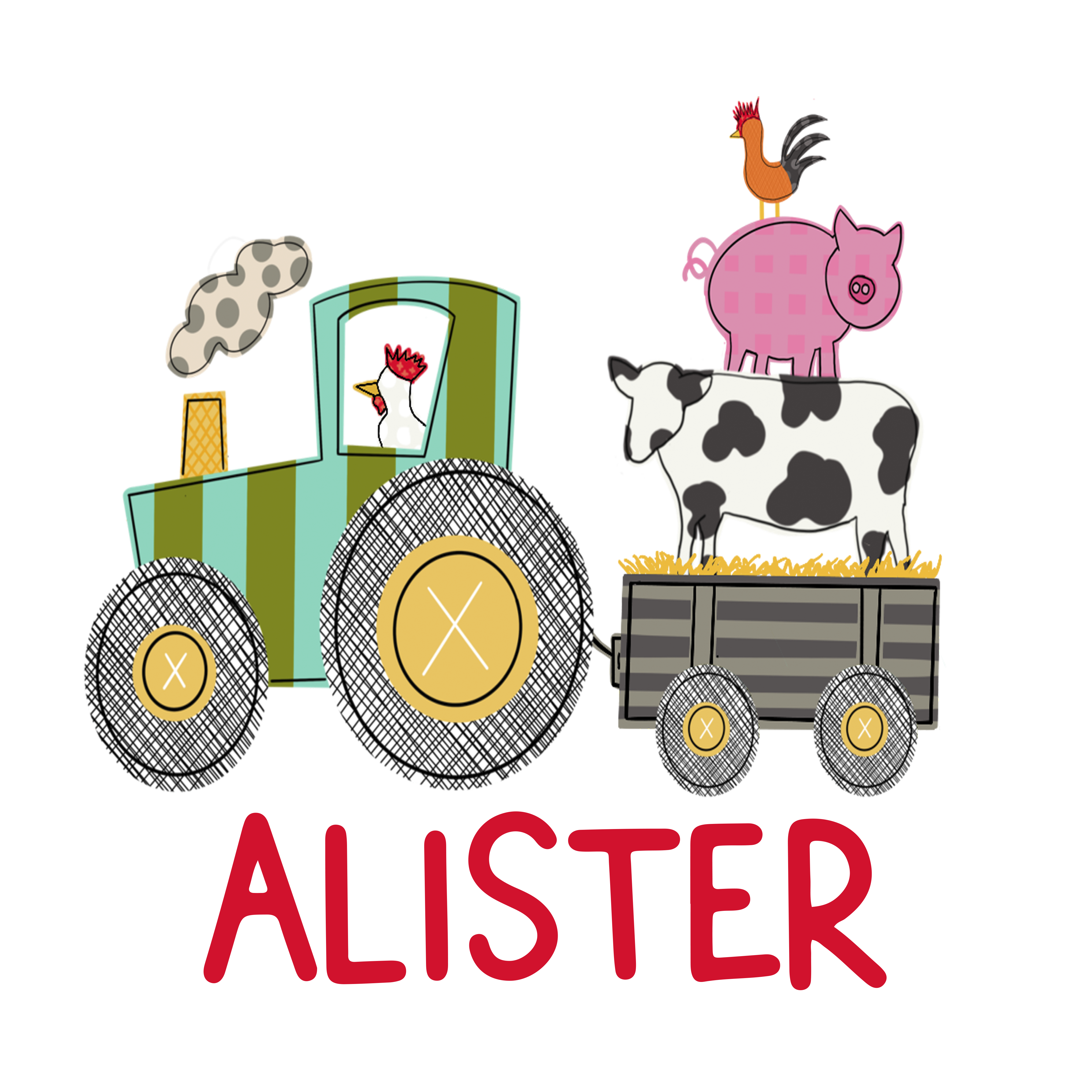 Stacked Farm Animals On Tractor Printed Shirt