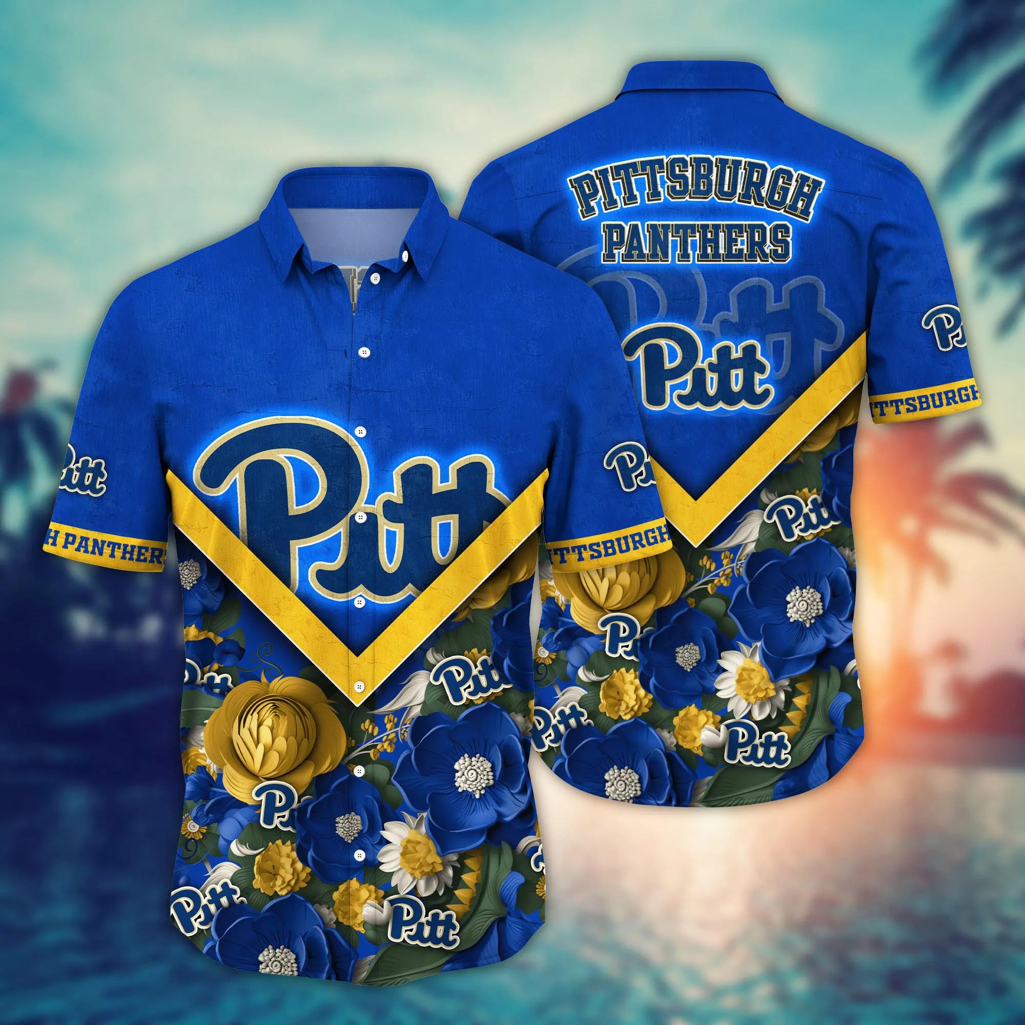 Pittsburgh Panthers NCCA Hawaiian Shirt Custom Lush Greenery Aloha Shirt