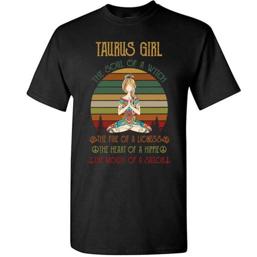 Taurus Girl The Soul Of A Witch The Fire Of A Lioness The Heart Of A Hippie The Mouth Of A Sailor, Classic Vintage Retro – Gildan Short Sleeve Shirt