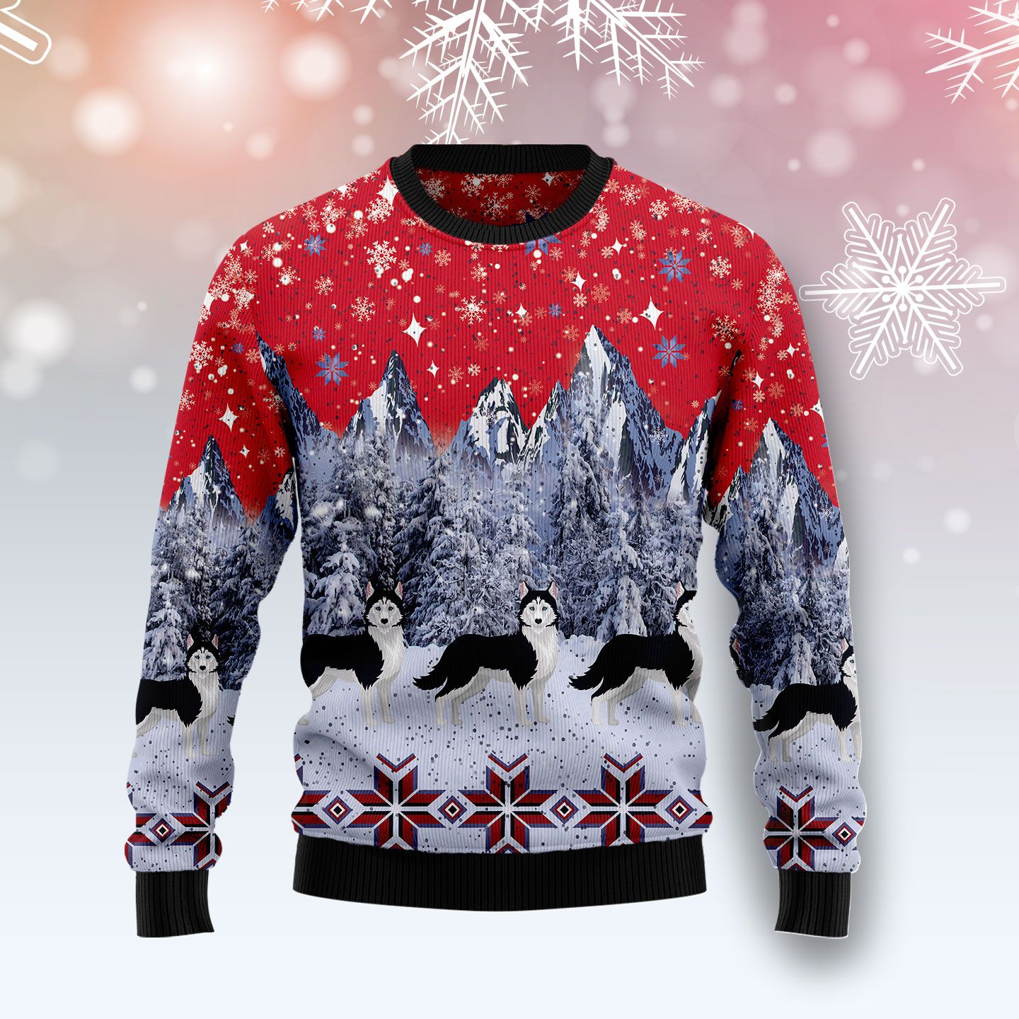 Siberian Husky Snow T1910 Ugly Christmas Sweater