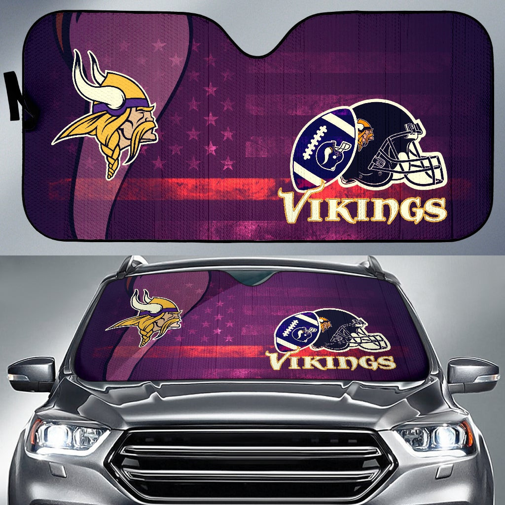 Minnesota Vikings American Football Team Car Sunshade Viking Head Rugby Ball And Black Helmet Symbol Car Sun Shade