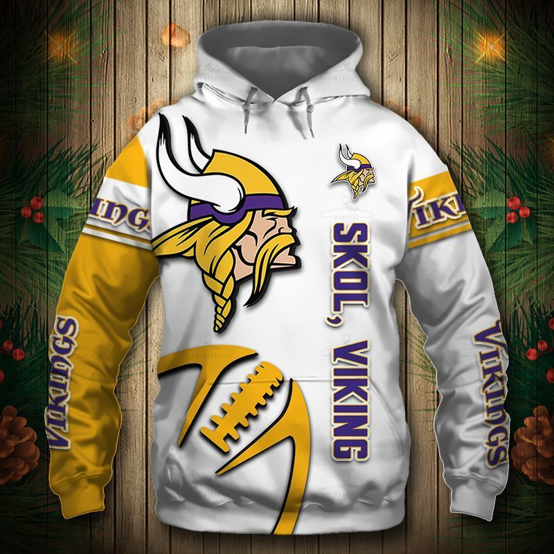 Minnesota Vikings Hoodie 3D Graphic Balls  Sweatshirt Pullover