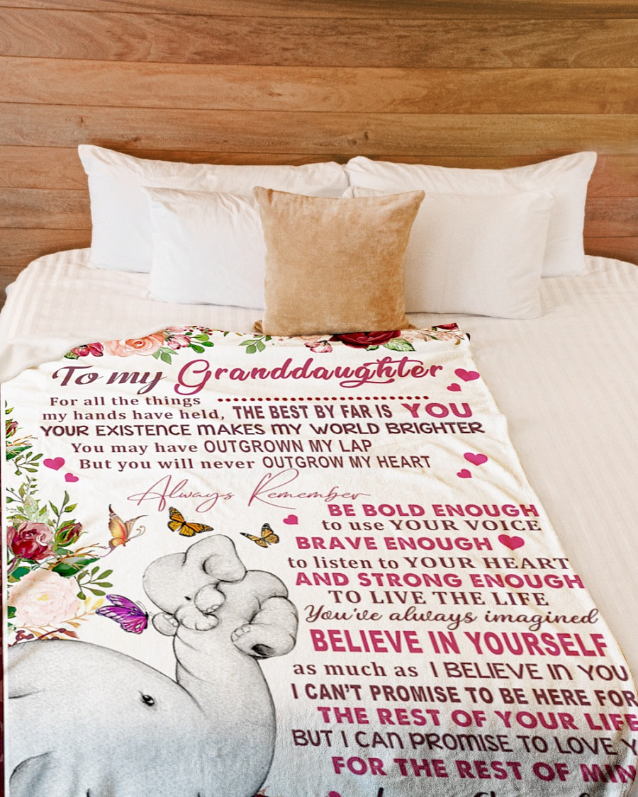 Grandma To Granddaughter Elephant Never Outgrow Fleece Blanket – Quilt Blanket