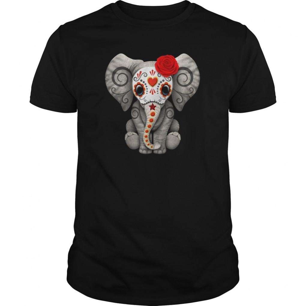 Red Sugar Skull Elephant Guys Tee 943528803