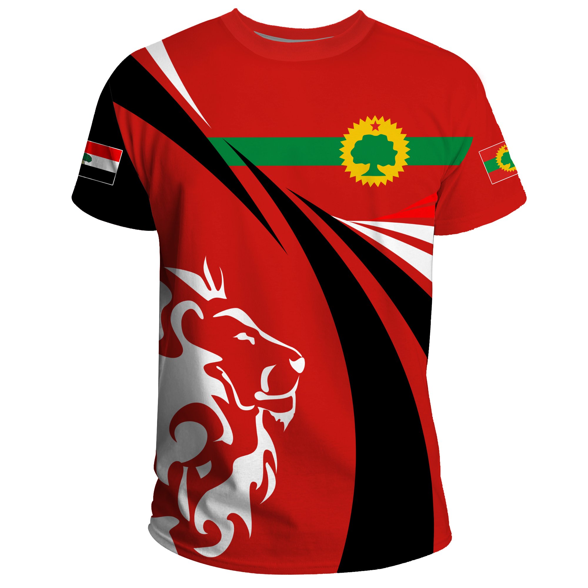 1stTheWorld Oromia T-shirt, Oromia Swirly Lion Flag A10