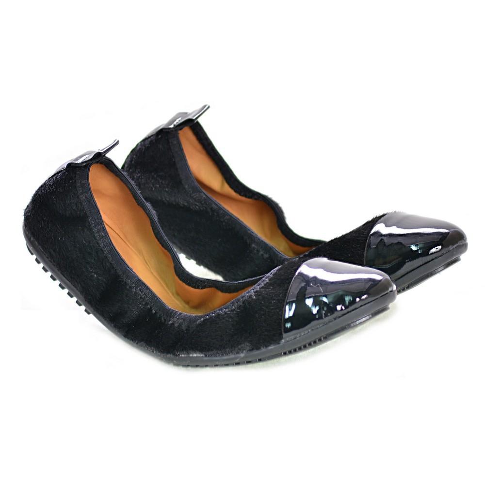 Black Cashmere Ballerinas Shoes And Bag Set Ras107