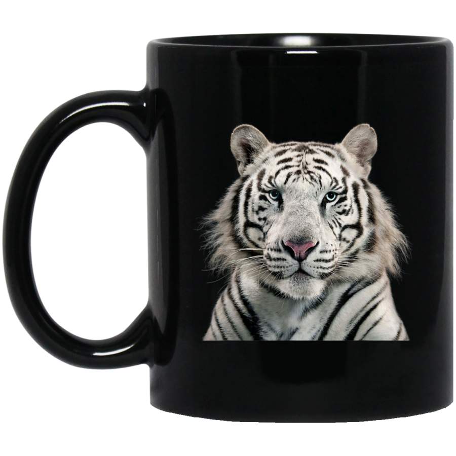 Bengal White Tiger Graphic Black Mug