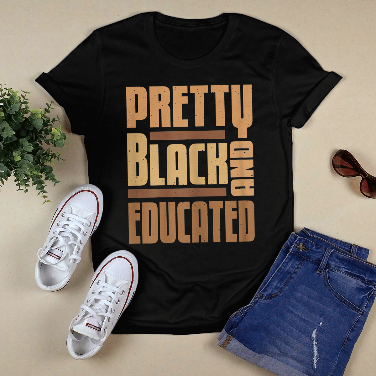 Womens Pretty Black And Educated Black History Month Blm Melanin T-Shirt