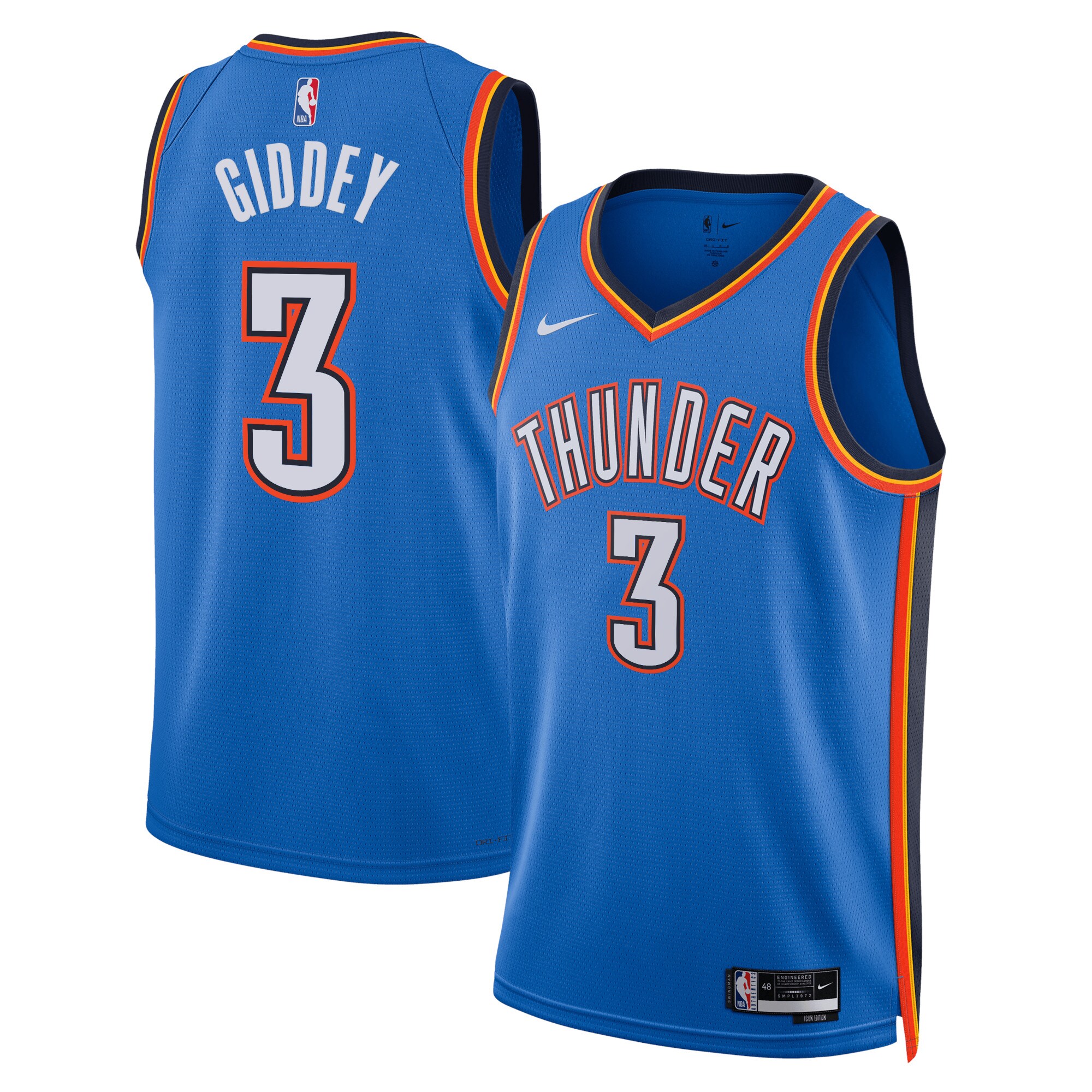 Oklahoma City Thunder Icon Edition Swingman Jersey – Blue – Josh Giddey – Unisex