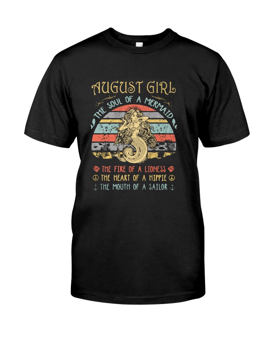 August Girl Vintage Mermaid Birthday T-shirt