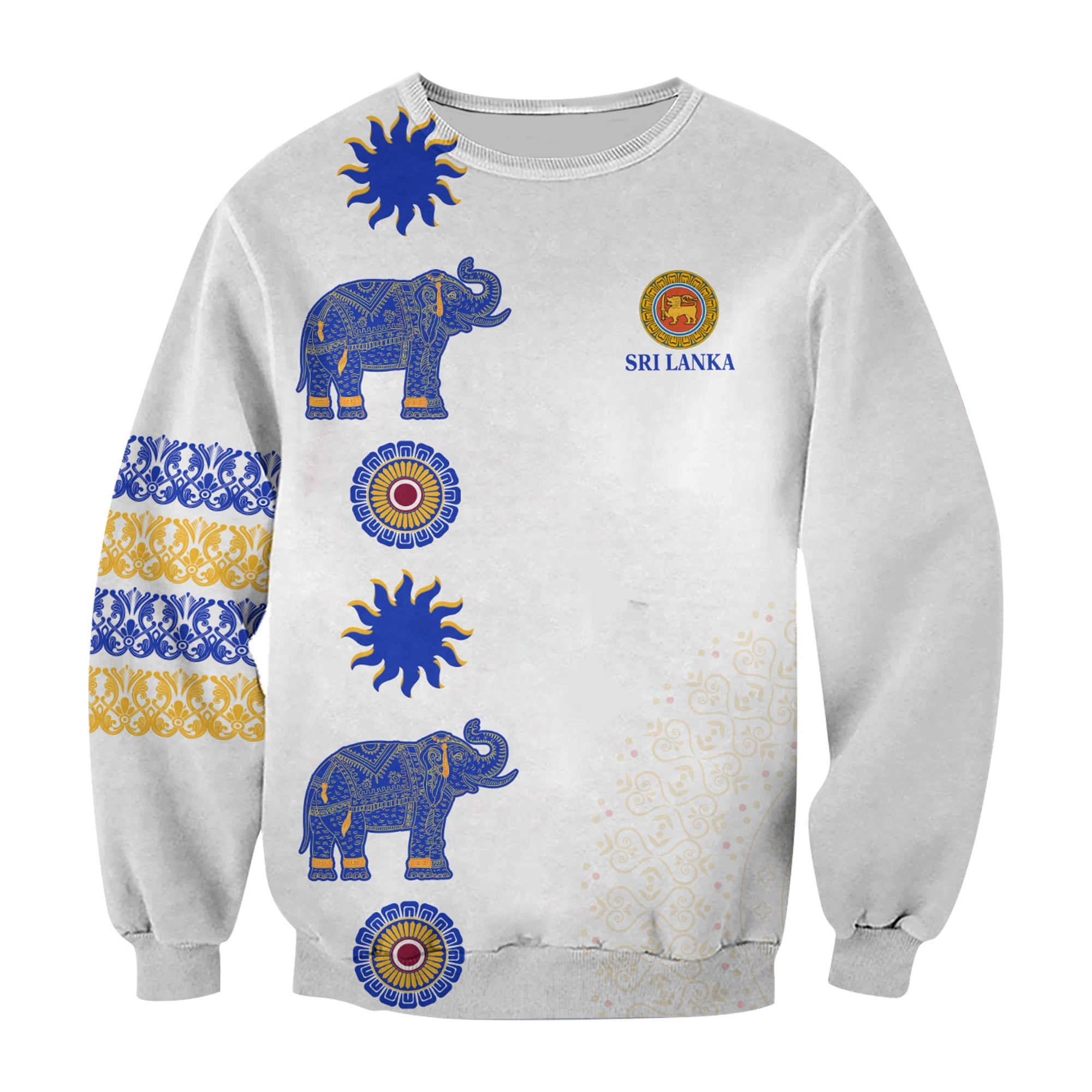 Sri Lanka Sweatshirt Traditional Pattern And Elephants Lt13