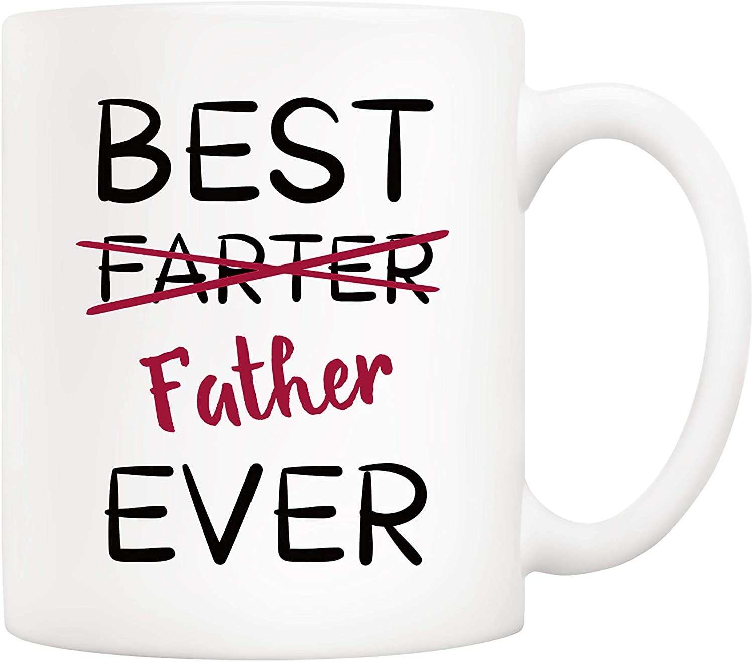 Fathers Day Christmas Gifts Funny Dad Coffee Mug From Child Daughter Son Kids, Best Father Ever Cups 11 Oz, Unique Birthday And Holiday Gifts For Dad