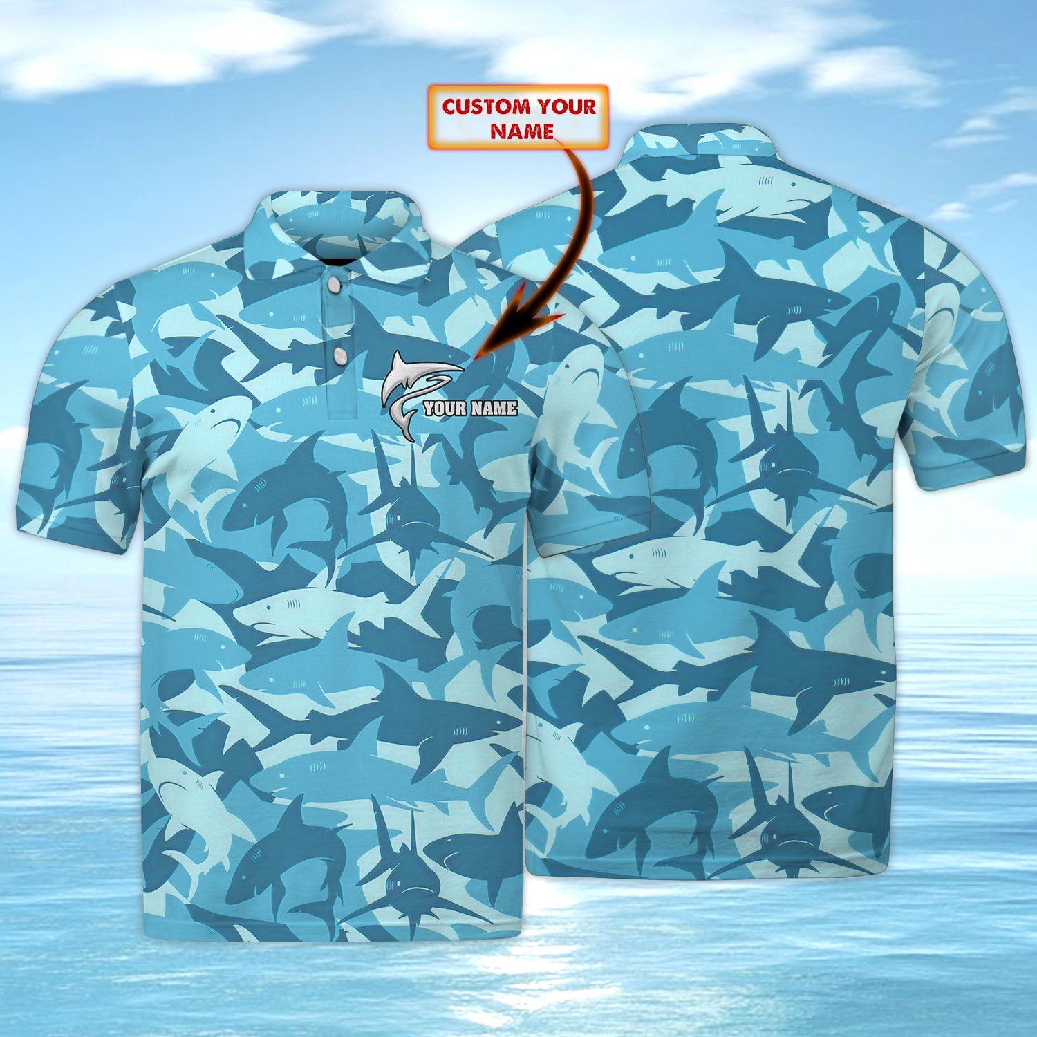 Shark Custom Name Polo Shirt | For Men & Women | Pn1647