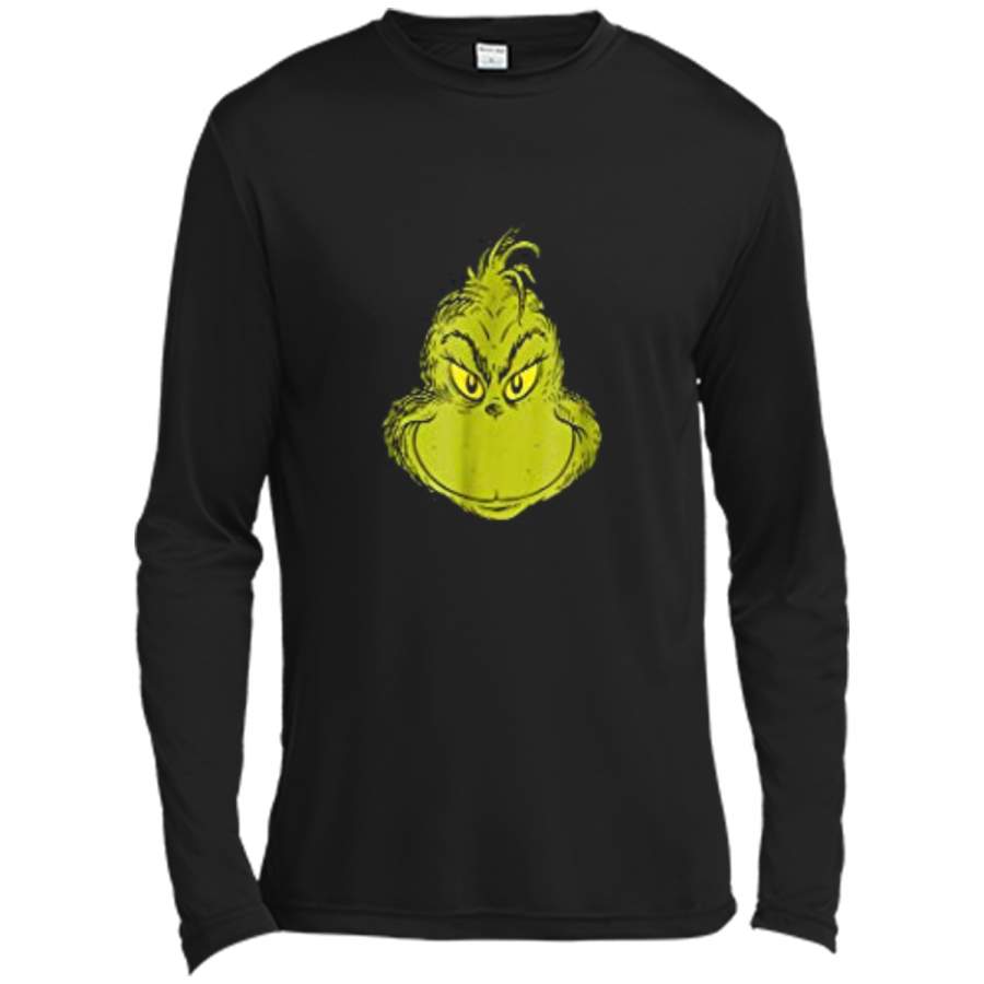 Dr. Seuss Classic Grinch Face Long Sleeve Moisture Absorbing Shirt ...