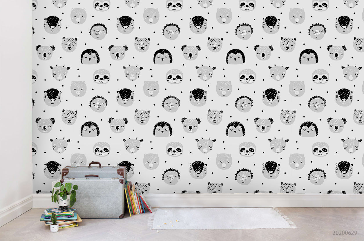 3D Cartoon Animal Head Wall Mural Wallpaper A403 Lqh