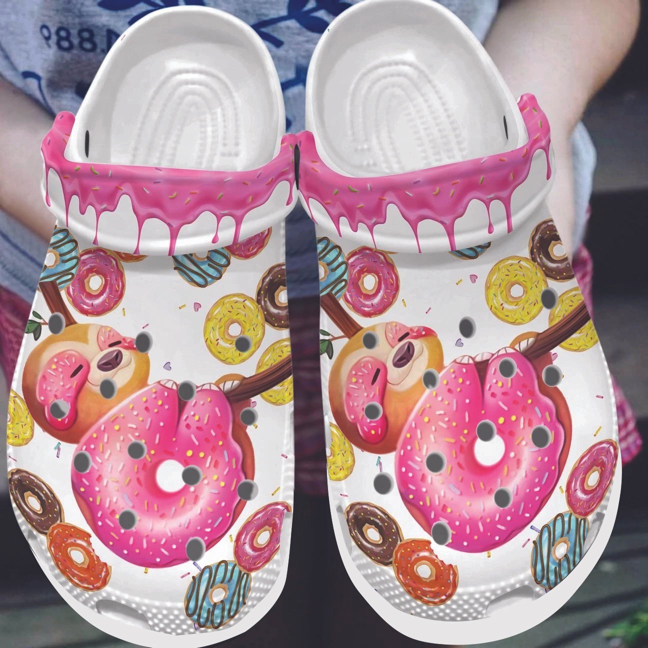 Sloth Personalized Clog, Custom Name, Text, Color, Number Fashion Style For Women, Men, Kid, Print 3D Glazy Donut