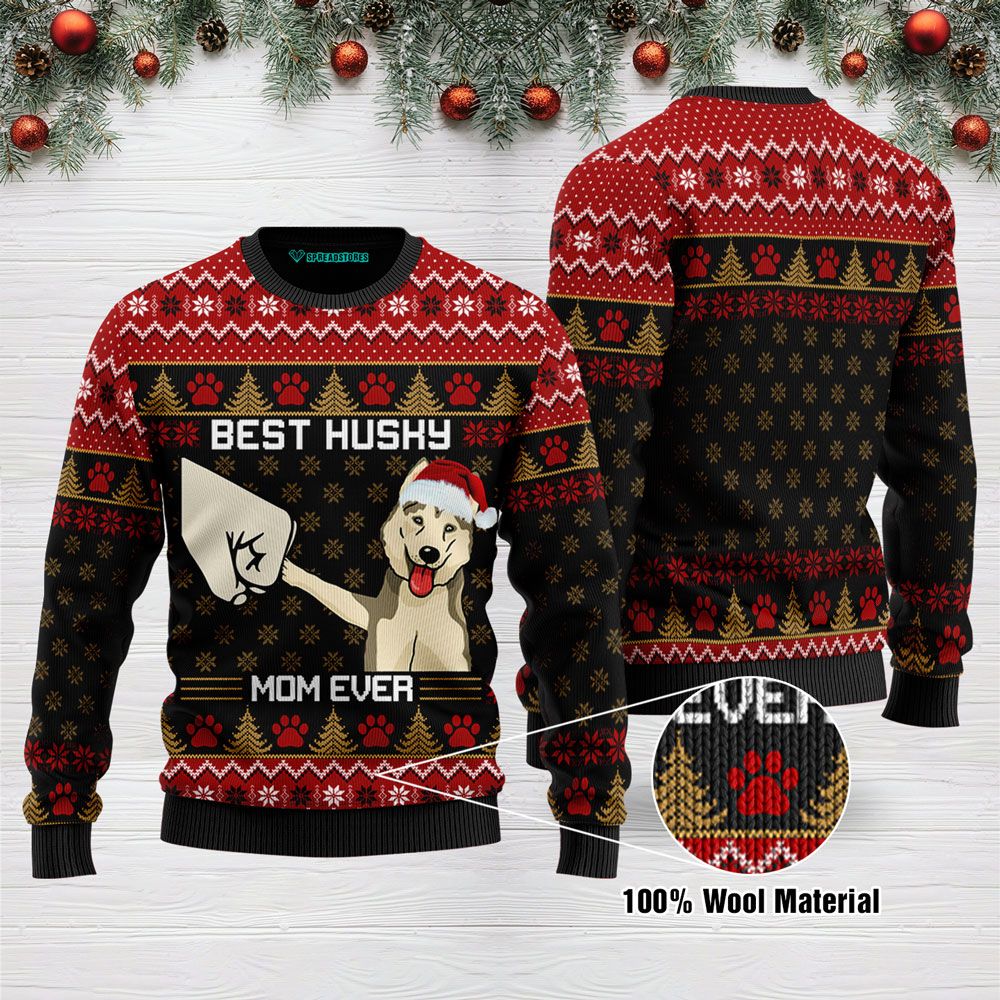 Ugly Sweatshirt FBest Husky Mom Ever Ugly Sweater 0511