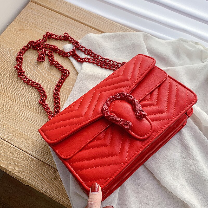 2022New PU Leather Simple Messenger Bag Small Bag Female Bag Candy Color One-shoulder Chain Bag Bacchus Bag Messenger Female Bag alx