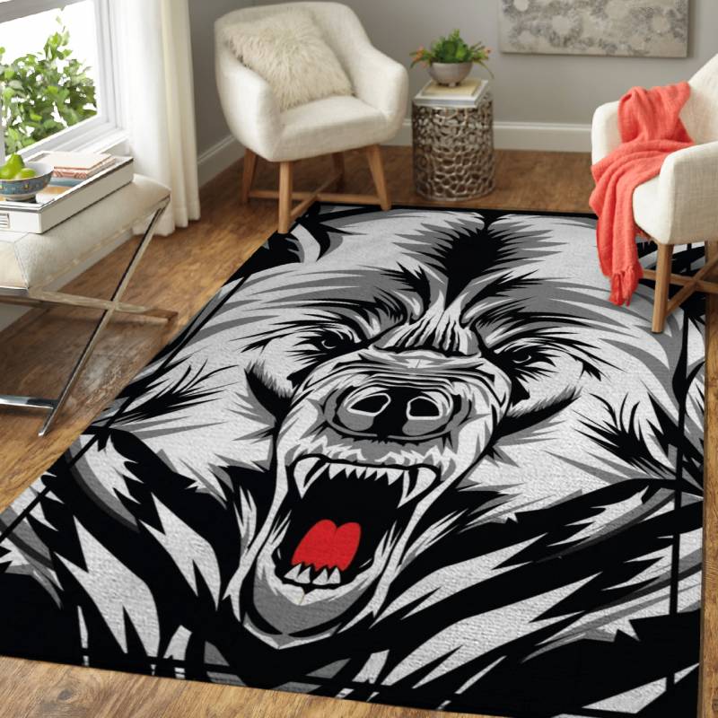 SPIRIT BEAR BW – Animals Area Rug Carpet