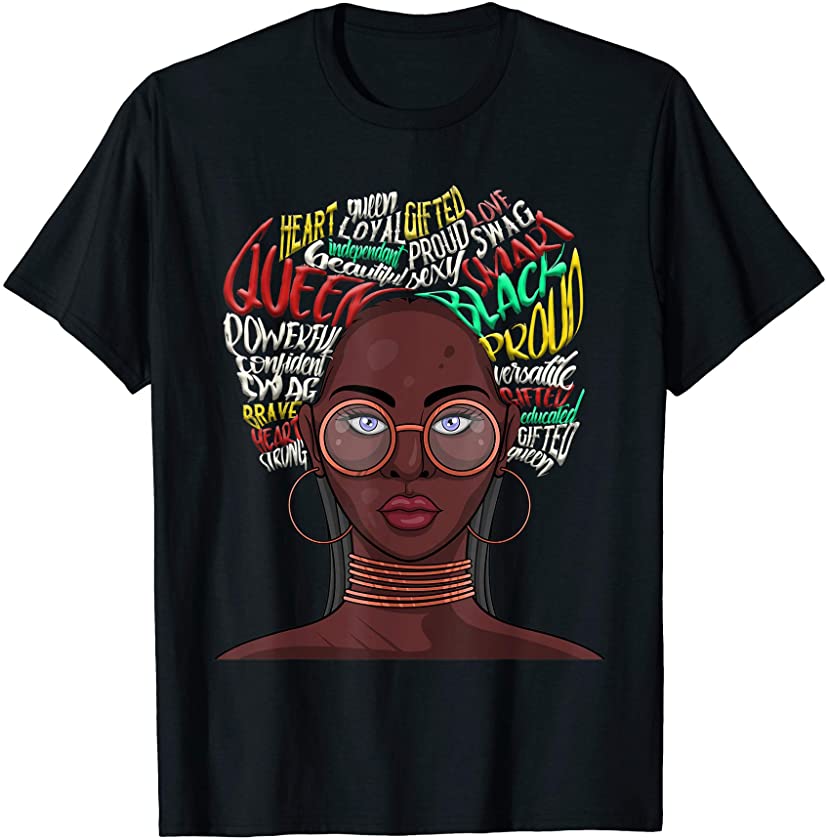 Black Queen Shirts For Women African American Natural Afro T-Shirt