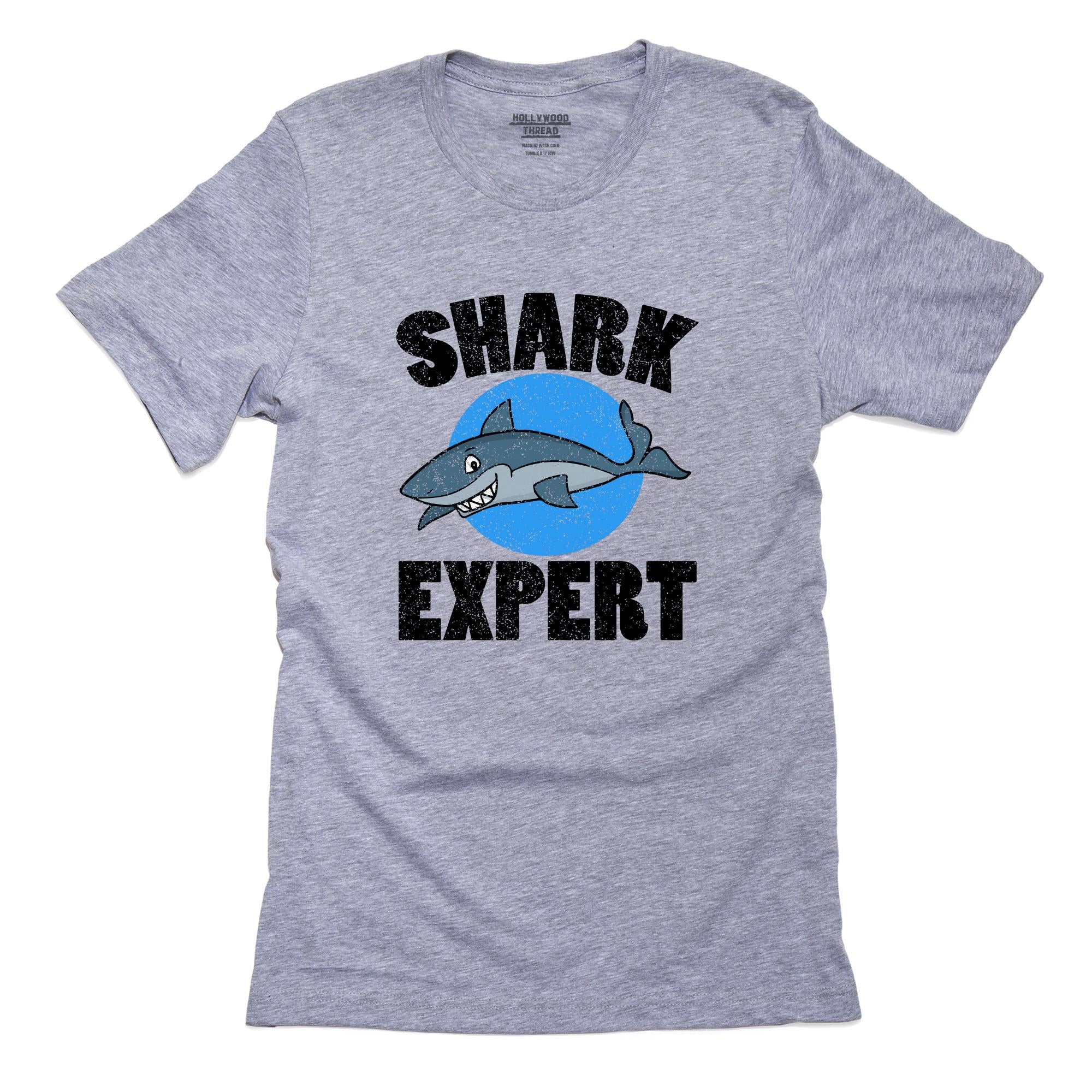 Shark Expert – Cute Cartoon T-Shirt, Framed Print, Pillow, Golf Towel