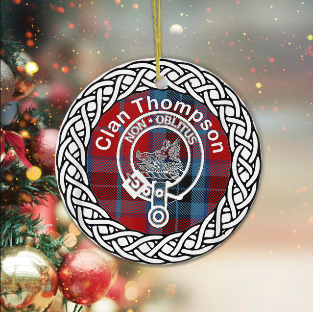 Thompson Scottish Clan Tartan Crest Badge Plaid Ornament Gift. Christmas Tree Ornament Tartan Ornament Great Christmas Ornaments Gift