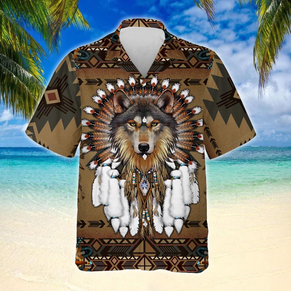 Native American Wolf Hawaii Shirt Ha53350